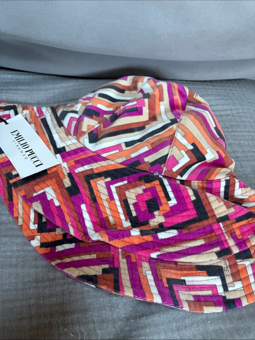 NWT Emilio Pucci Cotton Medium Brim Hat in Pink, Orange Size Medium Made in IT - Picture 2 of 5